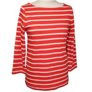Woolovers Top Womens Small Organic Cotton Boat Neck 3/4 Sleeve Striped Coastal
